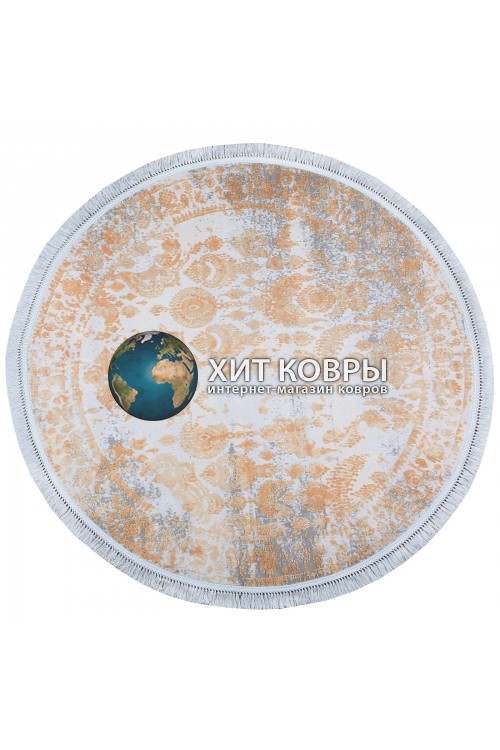 Турецкий ковер Tajmahal 0650 Серый-золотой круг